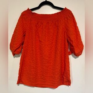 Caslon Off The Shoulder Cotton Top in Orange Spice size S